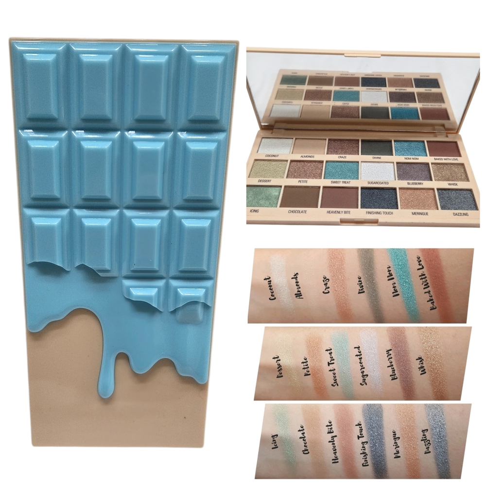 I HEART REVOLUTION Macaroons 18 Pan Eyeshadow Palette Blues Browns NEW IN BOX